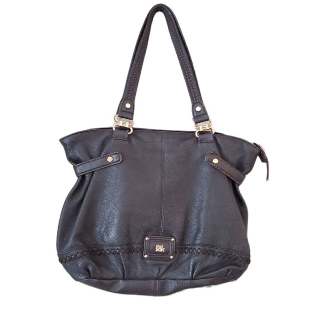 The Sak Brown Pebbled Leather Torrance Shoulder Bag Zip Close Casual‎